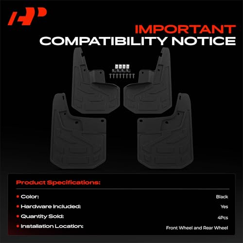 Image of A-Premium Mud Flaps for Chevrolet Colorado 2023 2024 2025 2026, No Drilling Required Mud Guards with Hardware Accessories, Set of 4 Front and Rear