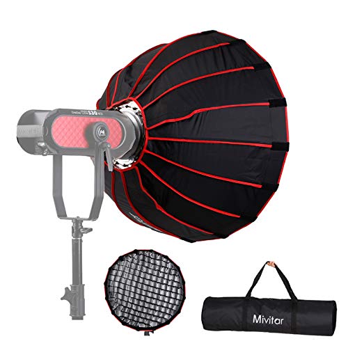 Mivitar 35.4 inches/90cm Parabolic Umbrella Softbox,Quick-Setup Quick-Folding for Aputure,Falcon Eyes,Godox,FV and Other Bowen-S Mount Lights