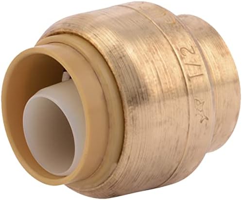 SharkBite 1/2 Inch Push Cap, Push to Connect Brass Plumbing Fitting, PEX Pipe, Copper, CPVC, PE-RT, HDPE, U514LFA