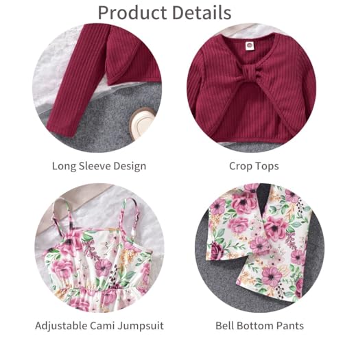 Image of HIHA Girls Sleeveless Jumpsuits Outfit Long Sleeve Twist Front Tops Romper Clothes Set Size 4-12