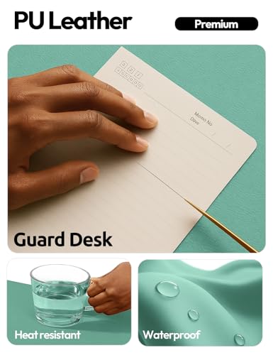 Image of YSAGi Leather Desk Protector, Office Mat, Large Mouse Mat, Non-Slip PU Leather Blotter, Laptop Desk Pad, Waterproof Writing Pad for Office and Home (Green-Blue, 47.2 inch x 23.6 inch)