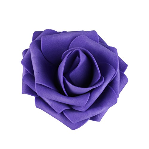 Vlovelife Lot de 50 têtes de roses artificielles violettes en mousse PE 3D pour décoration de fête de mariage ou de maison 7 cm Cover