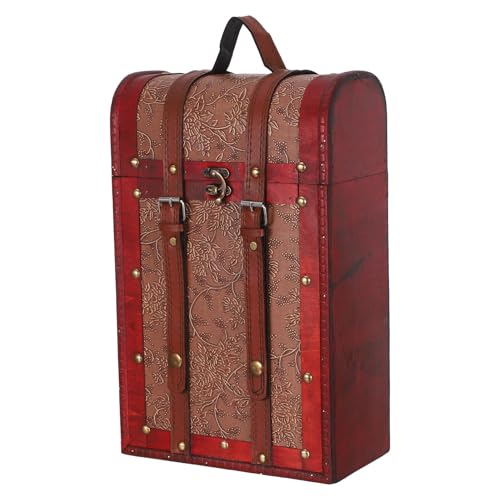Boîte à vin en bois vintage LABRIMP avec couvercle et poignée portable