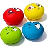 PUPATTIC Squeaky Dog Toys for Small Dogs 2.2', Flat Squeaky Dog Balls Small Dog Toy Ball, Latex Dog Squeaky Toys Ball Indoor, Outdoor