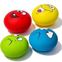 PUPATTIC 3.1" Squeaky Dog Toys for Large Dog, Medium Breed, Latex Flat Ball