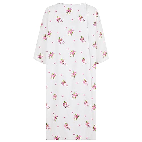 Personal Touch Women's Adaptive Flannel Backwrap Gown Open Back (Pink Roses-12, Large) - Thumbnail 2
