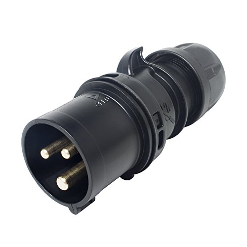 PCE 16amp 2P+E CEE Midnight Black Cable Mount Male Plug. IP44 (013-6X)