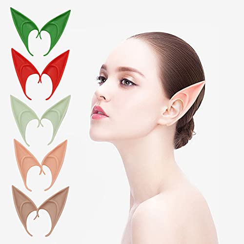 5 Pack Halloween Costume Props Ears Party Dress Up Props Latex Elf Pointed Ears Classic Cosplay Props (Long)