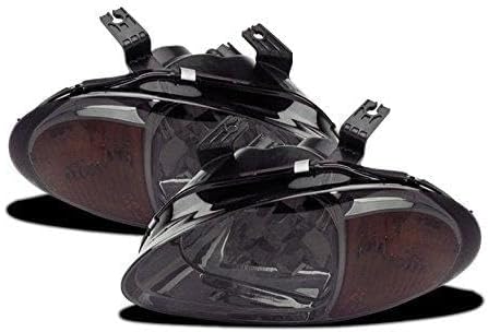 Replacement Headlights Headlamps Black Compatible with 1993-1997 Honda del Sol