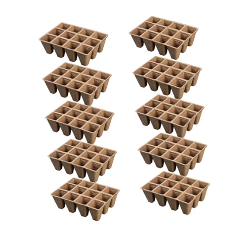 FUNOMOCYA 10 Piezas Bandejas Biodegradables para Plantación Unidades Compartimentos Macetas Moldeado Reciclables y Apilables para Viveros y Jardinería
