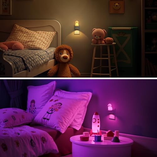 Image of L LOHAS LED Night Light for Kids,3D Cute Puppy Night Lights,Golden Retriever with Dusk to Dawn Sensor, RGB+Soft White 3000K,Dog Night Light,Birthday Gift Nightlight for Kids, Room Decor,2Pack