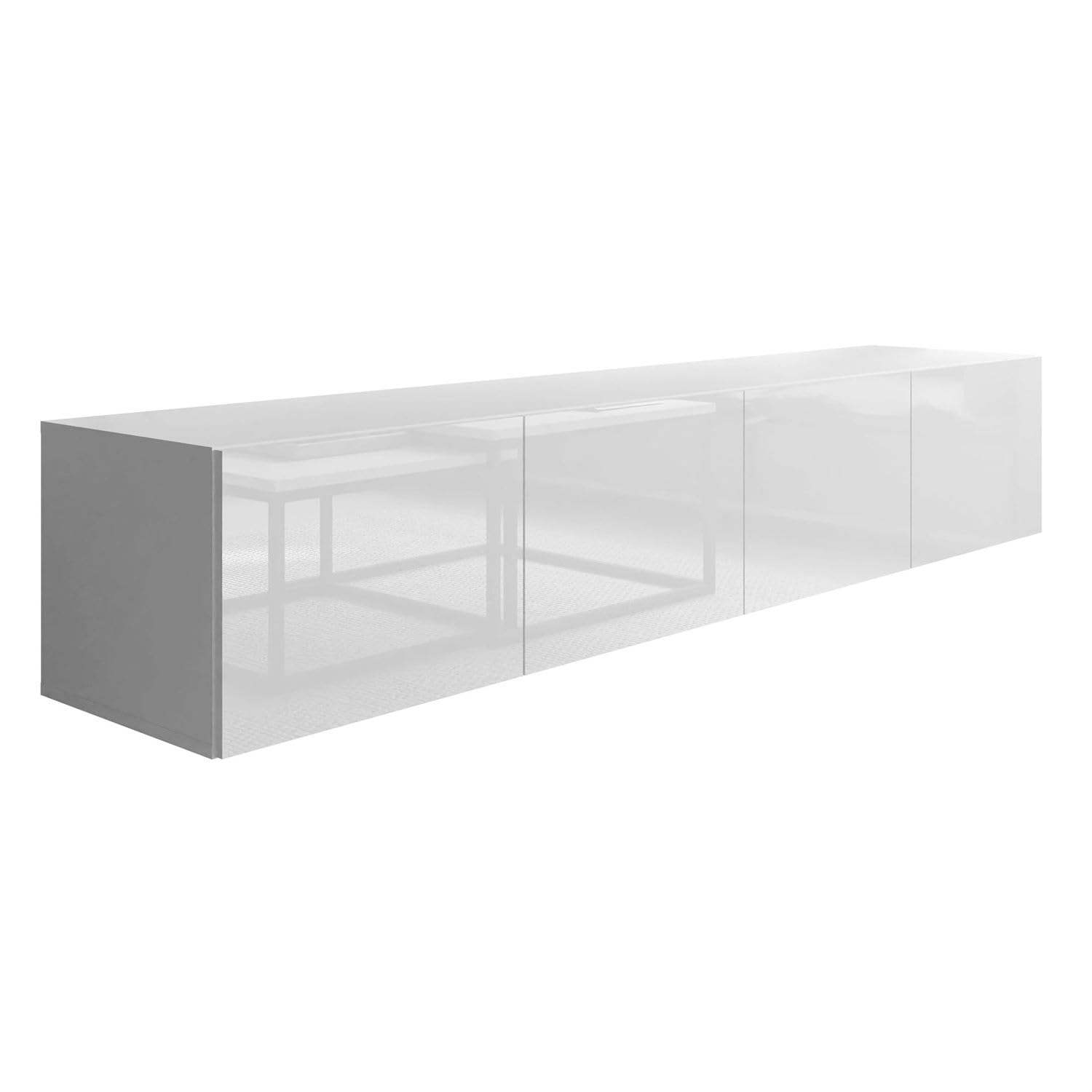 Lookway COLGANTE 200 cm TV-Schrank in Blanc Hochglanz – Hängende TV-Konsole mit optionaler LED-Beleuchtung (ohne LED Beleuchtung)