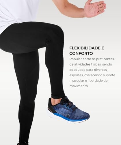 Calça Legging Masculina Fitness Sem Costura, Alta Elasticidade, Poliamida e Elastano (BR, Alfa, M, R
