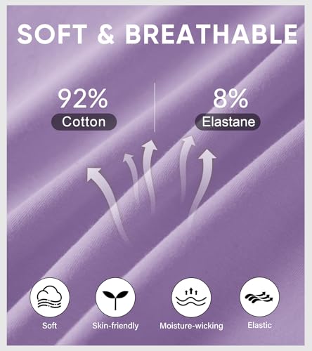 Image of Women's Cotton Underwear High Waisted Tummy Control Soft Stretch Briefs Full Coverage Panties 5 Pack