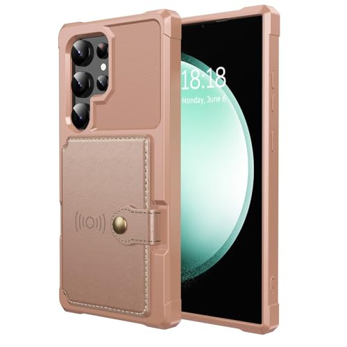 Protege Samsung Galaxy S25 Ultra or rose rigide simili cuir rabat lateral