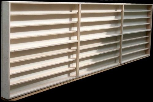 Alsino 3E43ALRM Vetrina espositiva | 300 cm x 75,5 cm x 10,5 cm | in Legno di Betulla Non trattato | 8 Ripiani | 12 Ante plexiglass scorrevoli | con Guide | Scala H0 e N