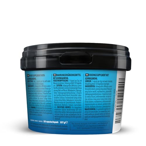 Bodylab24 Ashwagandha Ginseng Vitamin-B Komplex 120 Kapseln - Für Stressreduction und Energiespeisung der Männer und Fra