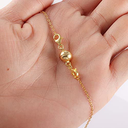 ALEXCRAFTGold Magnetverschluss Doppel Karabinerverschluss, 14k Vergoldet Kettenverschluss Groß für Halskette Armbänder Verbindungsschnallen, Sterling Silber 925 Gold Magnetverschluss Schmuckherstellun