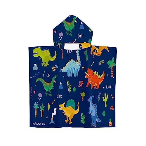 Image of Cozozn Toddler Boys Robe Kids Hooded Towel Fleece Bathrobe Bath Poncho Breathable and comfortable for Swimming Pool Beach Surfing Quick Dry, Dinosaur Navy Blue, 2-5 Years