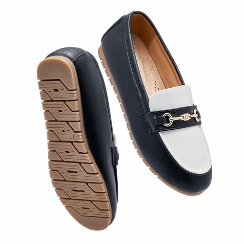 BGSTGUDS Women's Loafers Shoes Cute Dressy Shoes Ladies Comfort Slip Ons Work Shoes, Black&White, Size 8