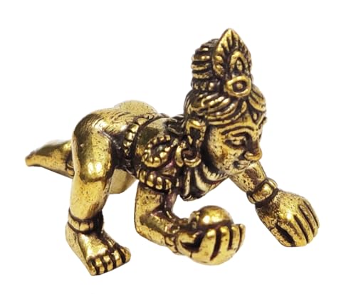 Estatua miniatura de latón Laddu Gopal Baby Krishna miniatura 3