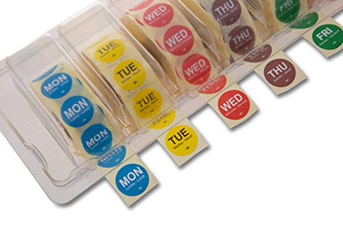 Daymark Safety Systems-I132153 Day Of The Week 3/4" Circle Permanent Labels, Mon-Sun, Label Dispenser Included (7,000 Labels) #TOP1