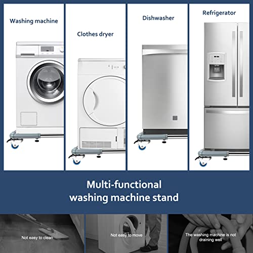 Spacecare Mobile Roller With 8 Locking Wheels - Adjustable Furniture Dolly Washing Machine Stand Refrigerator Base Moving Cart, Capacity 500 Lbs，Grey #TOP7