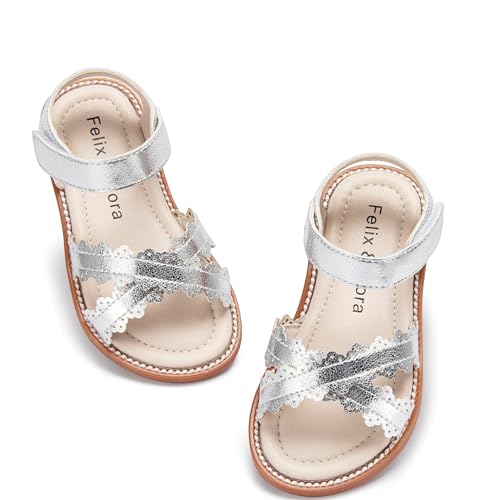 Image of Felix & Flora Toddler Girl Sandals - Little Girl Easter Dress Shoes Lightweight Open Toe Beach Holiday Flats