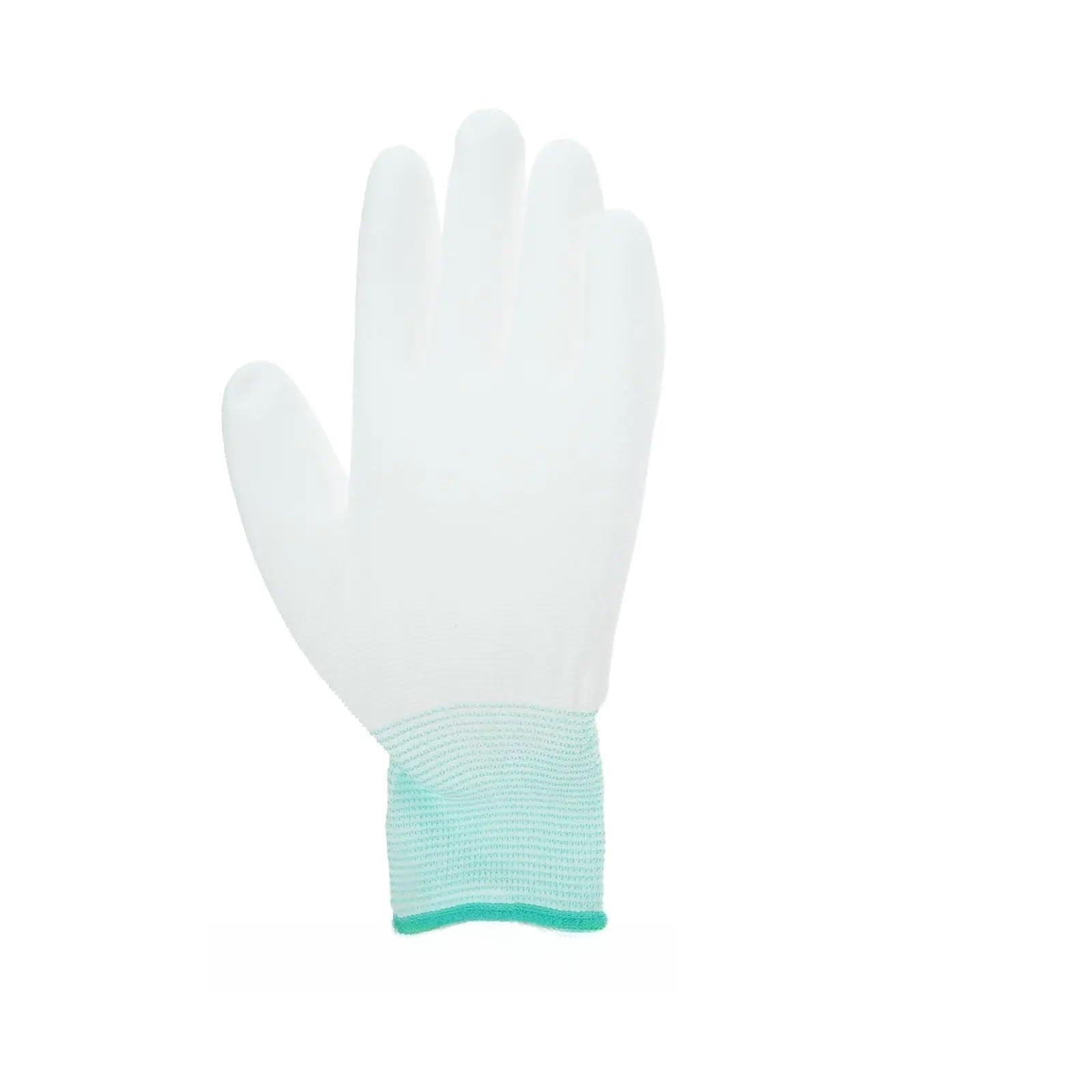 12 szt. Rękawice powlekane poliuretanem Poliester Nylon Palec Białe Pyłoszczelne Antystatyczne Ochrona Mechanik Elektryk Rękawice robocze(Green)