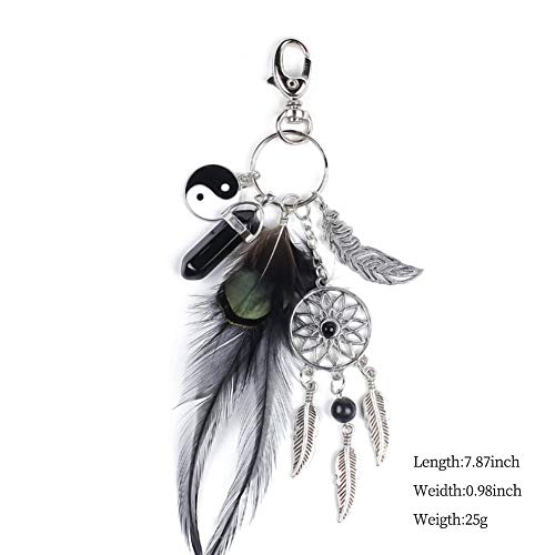 Artilady Boho Keychains For Women Keyrings - Cute Bag Charm For Backpack, Birthday Gifts For Women, Girls, Kids (Feather Black) #TOP2