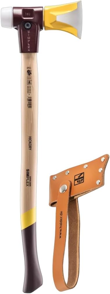 Halder Simplex Splitting Axe 3007.751 - Wedge Ribs, Hardened Axe Blade, Superplastic Insert, Cast Iron Housing with Handle Protection Sleeve, Varnised Wooden Handle, 50mm, 6.3 lbs.