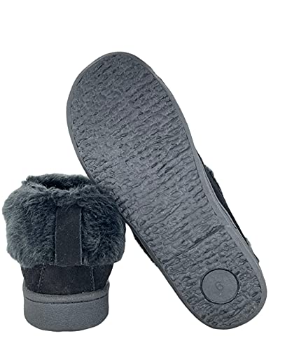 Clarks Womens Slipper Suede Ankle Bootie Jmh1883 -Plush Faux Fur Collar And Lining - Indoor Outdoor House Slippers For Women (9 M Us, Black) #TOP5