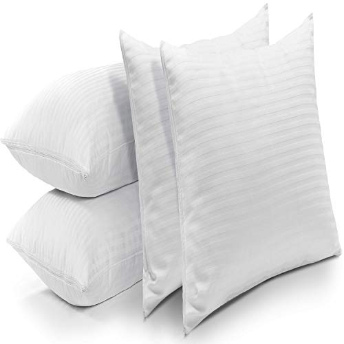 Niagara Sleep Solution Feather Proof 4Pack Pillow Protectors Anti Allergy 3-4 Micro Pore Size Standard 20X26 Inches Premium Cotton Blend Tight Weave Non Noisy Zippered Covers Breathable Non Crinky #TOP3