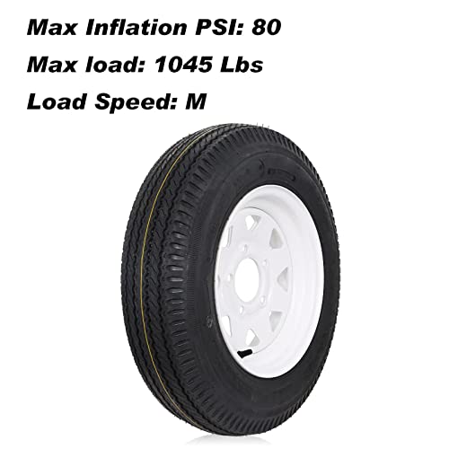 2 Pack 5.3-12 5.3X12 530-12 5.30-12 Trailer Tires With 12'' Rims, 5 Lug On 4.5'', Load Range C, 6Pr #TOP2