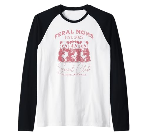 Oso panda vintage de Feral Moms Social Club Camiseta Manga Raglan
