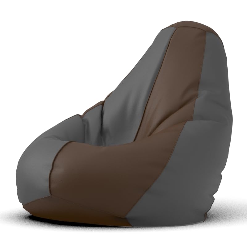 Image of Bean Bag Chair Cover | Size: 1XL | Color: Brown Dark-Grey | Without Beans | Premium Leatherette Cover (CMF 3468)