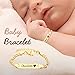Personalized Baby Birthstone Bracelets for Infant Girls, Custom 18K Gold Plated Name ID Bracelets for Kids, 1st Birthday Girl, Customized Gifts for Newborn Birthday Baptism, Baby Shower