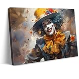 vandlife Joker Canvas Wall Art laughing Clown Portrait Painting Modern Gallery Print with Vivid Colors and Deep Emotion Ready to Hand for Living Room Home Office Decor 16x12in