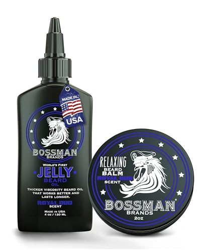 Bossman Jelly Beard Oil &amp; Beard Balm Combo for Men - Royal Oud Scent