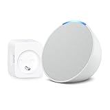 Echo Pop | Blanc + WiZ Prise Connectée, Fonctionne avec Alexa - Kit de démarrage Maison connectée