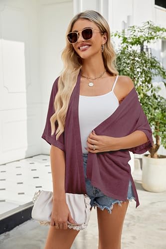 Image of Yekaty Lightweight Cardigans for Women Casual Summer Short Sleeve Cardigan Open Front Beach Coverups 2026
