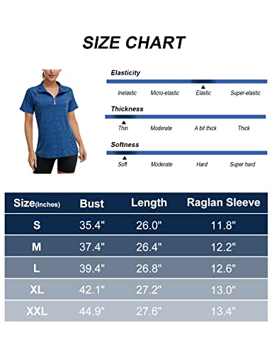 Koscacy Athletic Shirts Women Short Sleeve, Plus Size V Neck Collared Yoga Top With Leggings Absorb Sweat Quick Dry Activity Running Tshirt Loungwear Blue 2Xl #TOP5