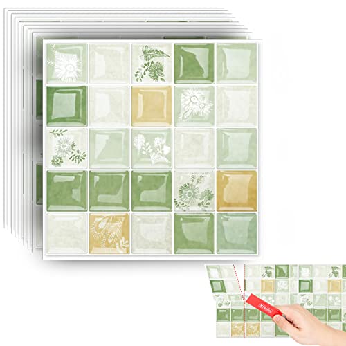 Xfasten Square Peel And Stick Backsplash For Kitchen 10Pcs 12” X 12” + Cutter Ornamental Kitchen Backsplash Tile Peel And Stick Tiles Stick On Self Adhesive Backsplash Tile For Kitchen And Bathroom #TOP3