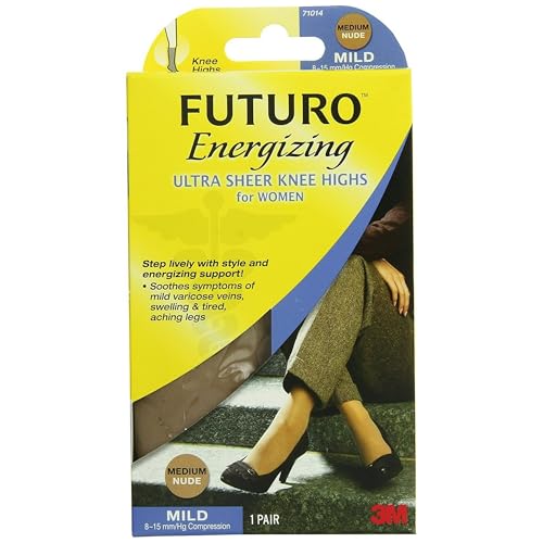 Futuro Beyond Support Ultra Sheer Knee High, Beige, Mild Compression, Large , 1 pair