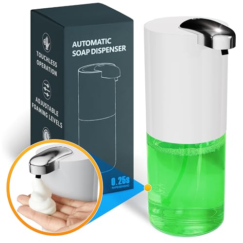 Automatic Soap Dispenser Touchless - 13.5 Oz Automatic Hand Soap Dispenser, 4-Level Adjustable Foaming, Rechargeable & Long-Lasting, Good for Kitchen, Bathroom, Hotels, Restaurants & Office