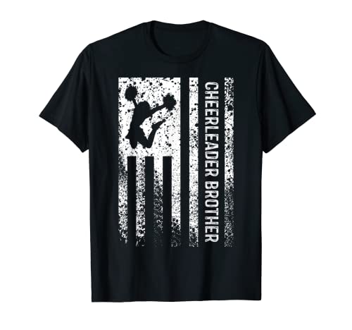 Cheerleader Fratello Vintage Bandiera Americana Bro Cheer Squadra Maglietta