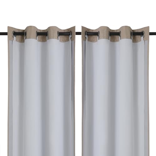 Chyhomenyc 2 Panels 100% Blackout Curtain Liners with 13 Rings, 100% Darkening Blackout Liner for 95 96 Inch Curtains, Each 40" Wx92 L, 2 Liners Per Set with 13 Pieces Rings by Chyhomenyc - Used condition - US$22.01