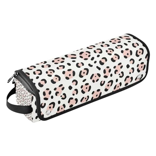 Organizador 2 en 1 para herramientas de cabello con tapete resistente al calor impermeable y bolsa de viaje para planchas, rizadores y accesorios de cabello estampado leopardo clásico