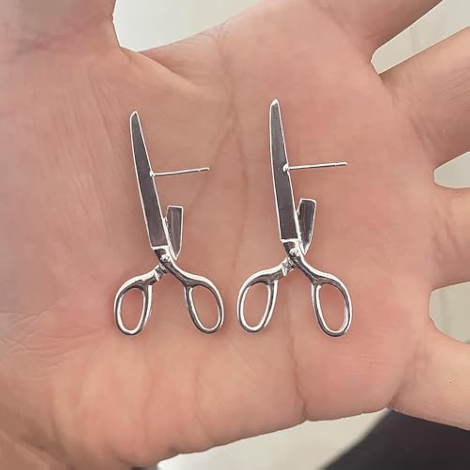 Vintage Scissors Stud Earrings for Women, Funky Design