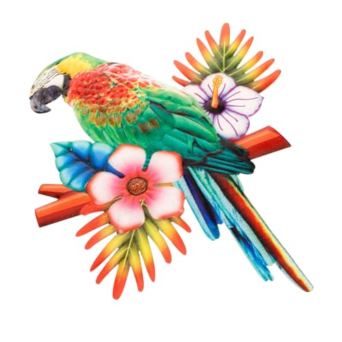 POPETPOP Sculpture Perroquet Murale En Fer Décor Maison Et Jardin, Figure Perroquet Rouge Artisanale, Ornement Mural Extérieur Résistant Et Décoratif